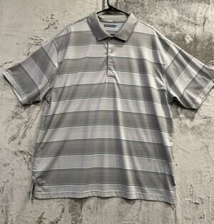 Roundtree And York Men’s Polo With Gray Stripes Size 2X EUC Career Workwear